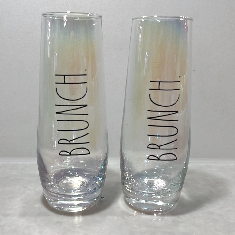 Rae Dunn “BRUNCH” set of 2 champagne flutes